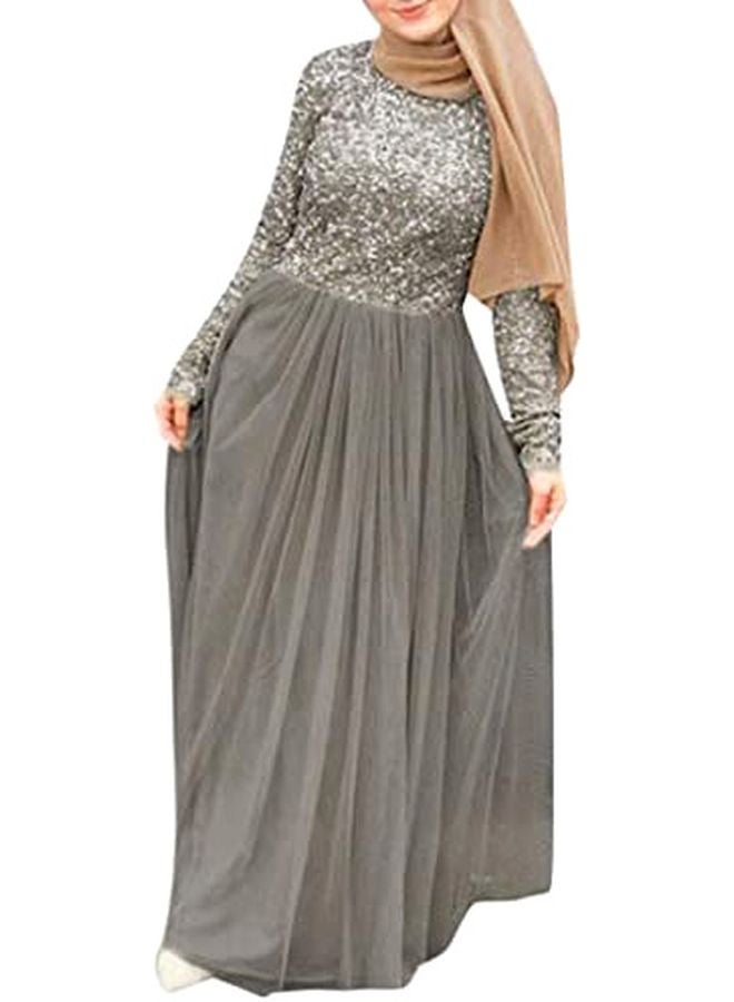 Sequins Detail Maxi Dress Grey