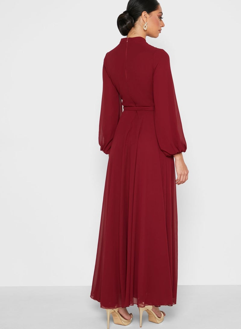 Stylish Detail Dress Red