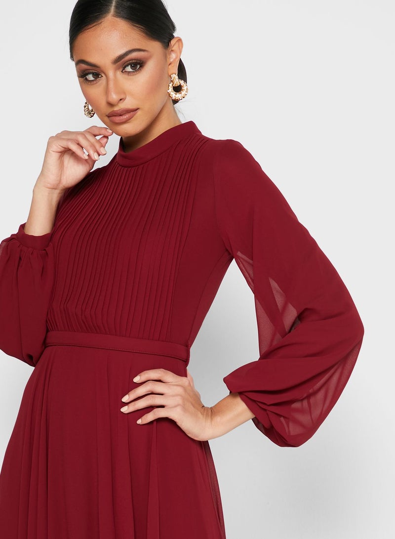 Stylish Detail Dress Red