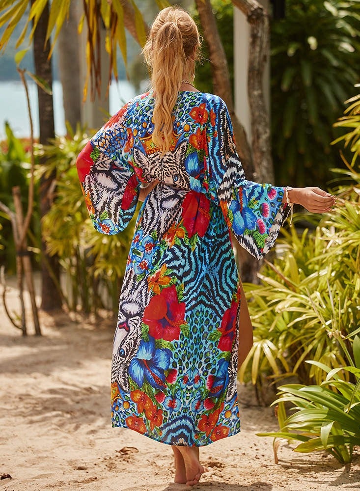 Womenloose Flowy dress robe Open Front Maxi Dress Loose Beach Coverups Swimsuit Cover Up