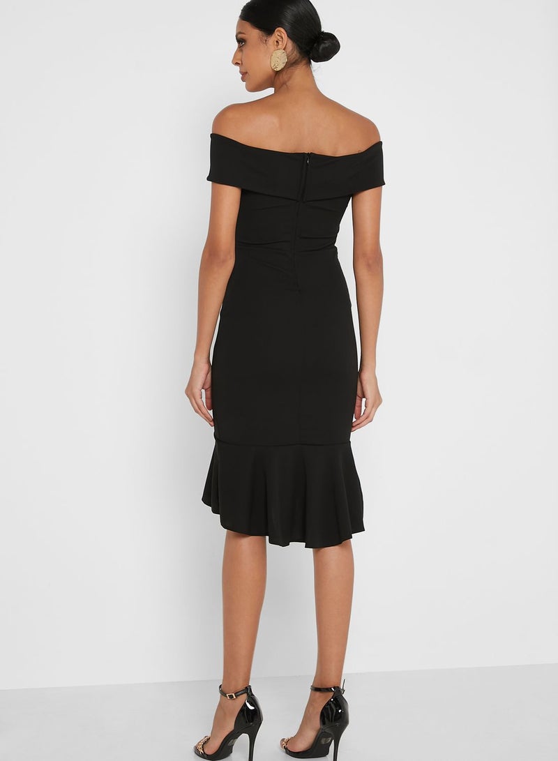 Off Shoulder Ruffle Hem Dress