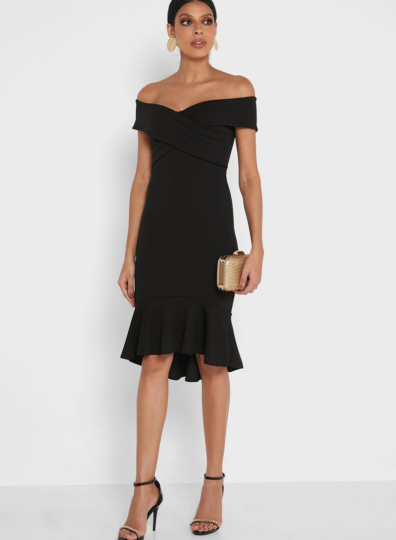 Off Shoulder Ruffle Hem Dress