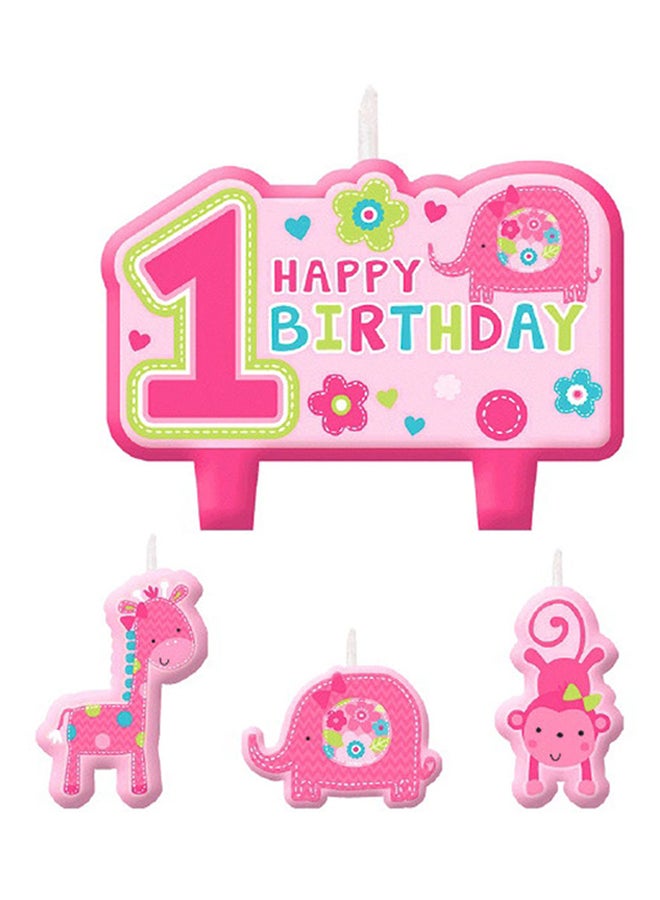 4-Piece One Wild Girl 1st Birthday Candle Set