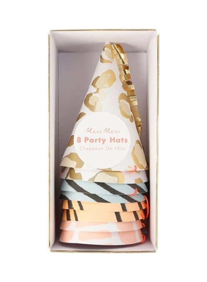Pack Of 8 Safari Animal Print Party Hats 3.25x4.5x3.25inch