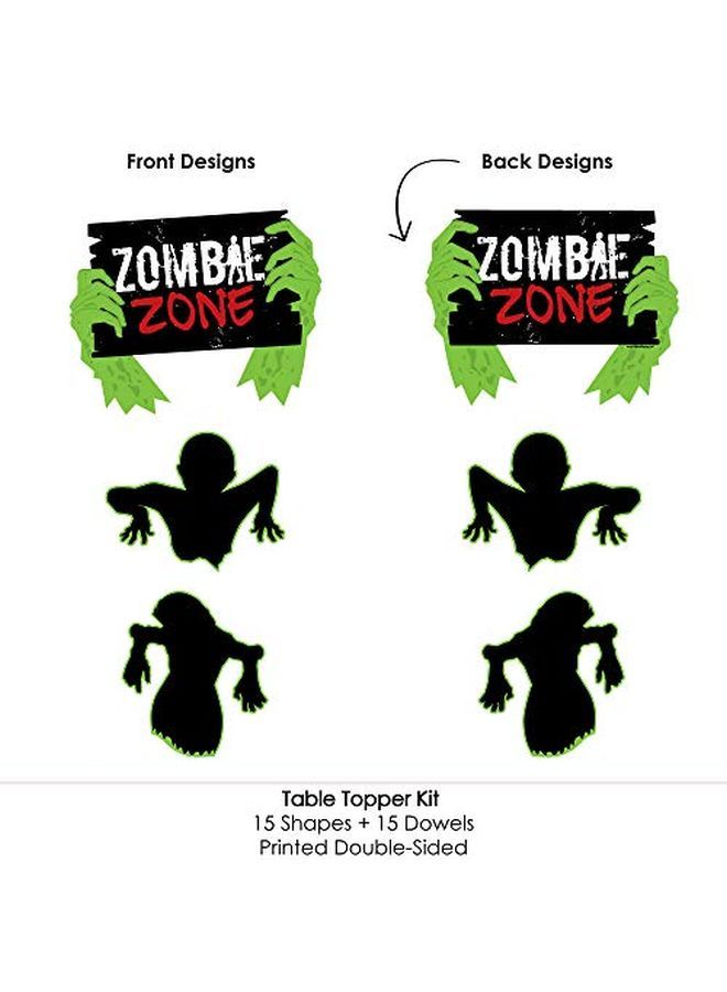 Zombie Zone Halloween Or Birthday Zombie Crawl Party Centerpiece Sticks Table Toppers Set Of 15