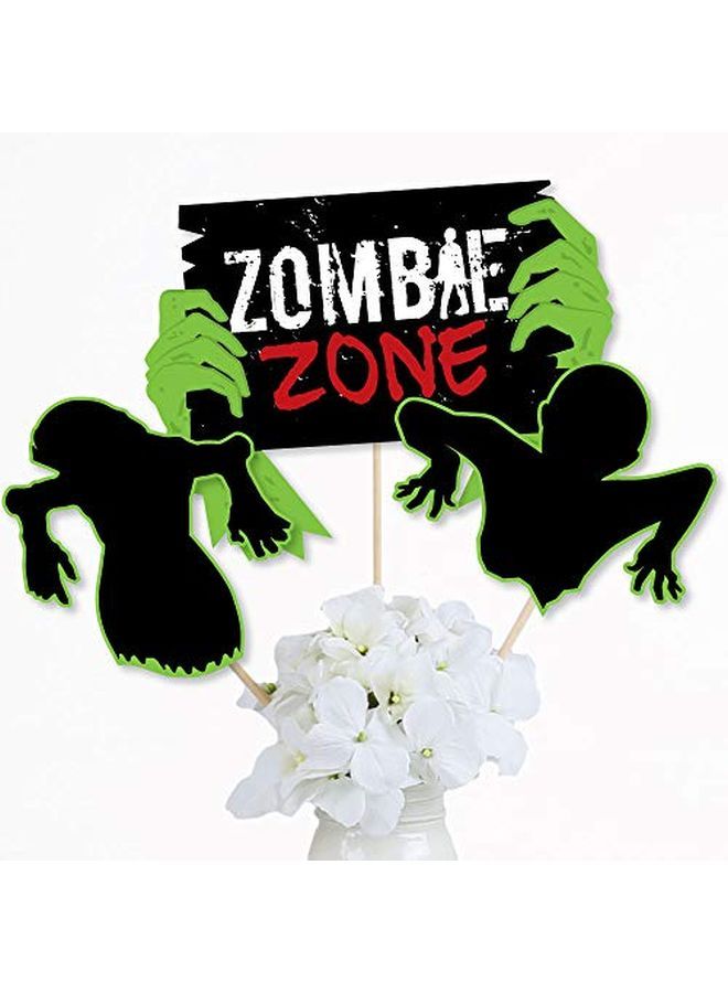 Zombie Zone Halloween Or Birthday Zombie Crawl Party Centerpiece Sticks Table Toppers Set Of 15