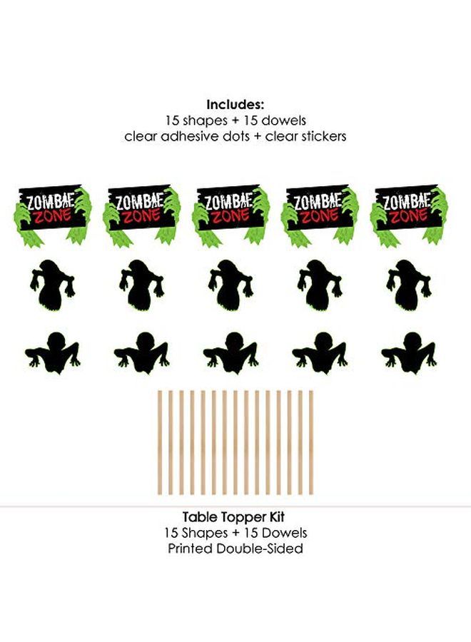 Zombie Zone Halloween Or Birthday Zombie Crawl Party Centerpiece Sticks Table Toppers Set Of 15