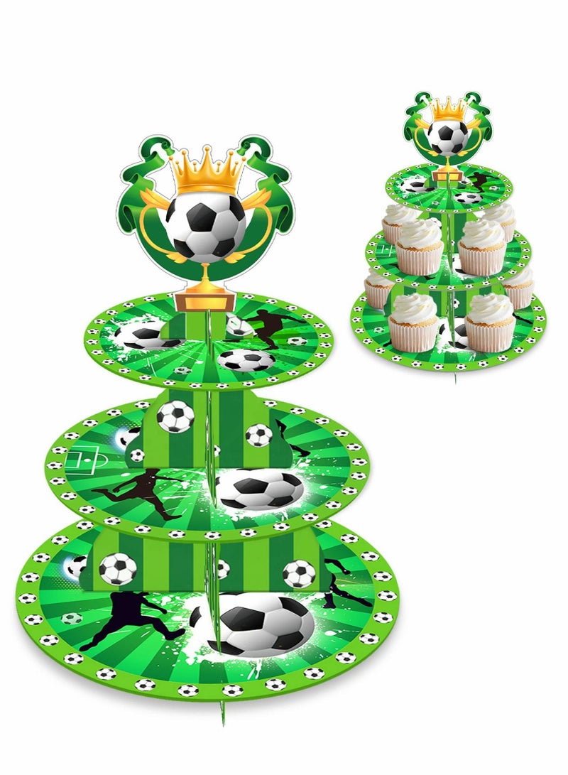 Soccer Themed Birthday Party Supplies, World Cup 2022, Decorations, 3 Tier Cardboard Cupcake Stand, Cake Topper Sports Theme Supplies for Teenagers