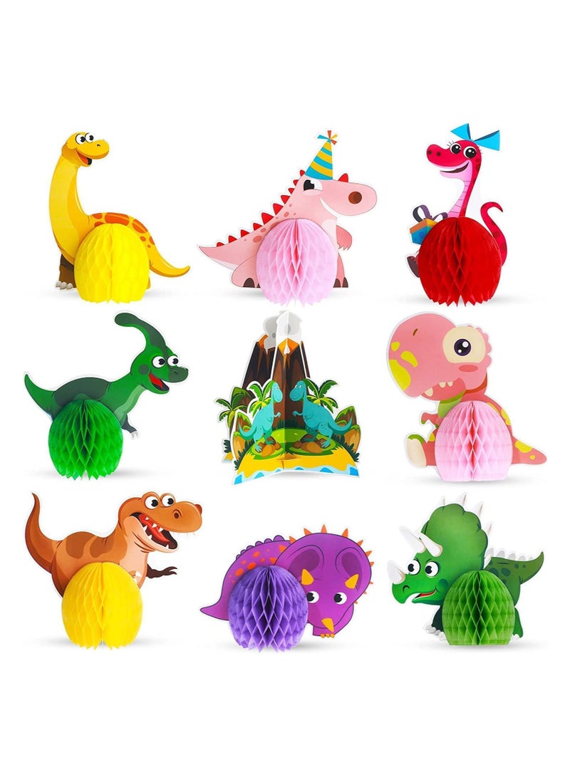 Centerpieces, KASTWAVE Dinosaur Party Honeycomb Table 3D Center Piece Topper Birthday Supplies Theme Baby Decorations Boy (9 Pcs)