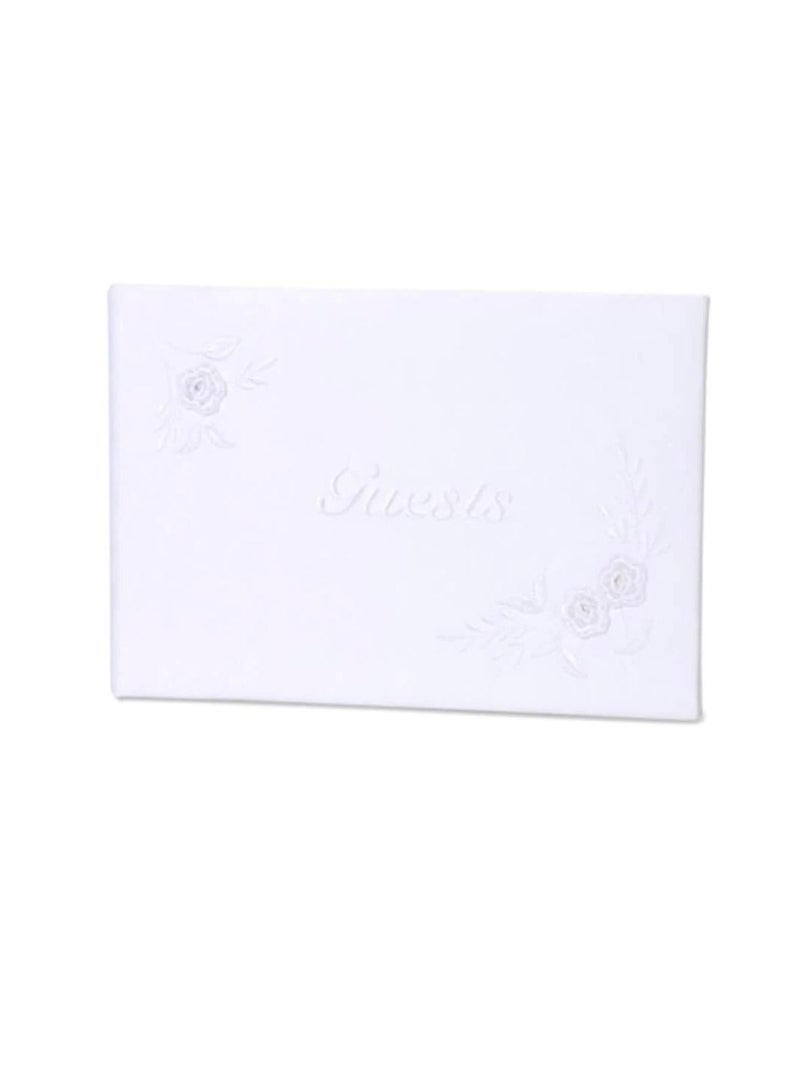 Guest Book Embroidered White