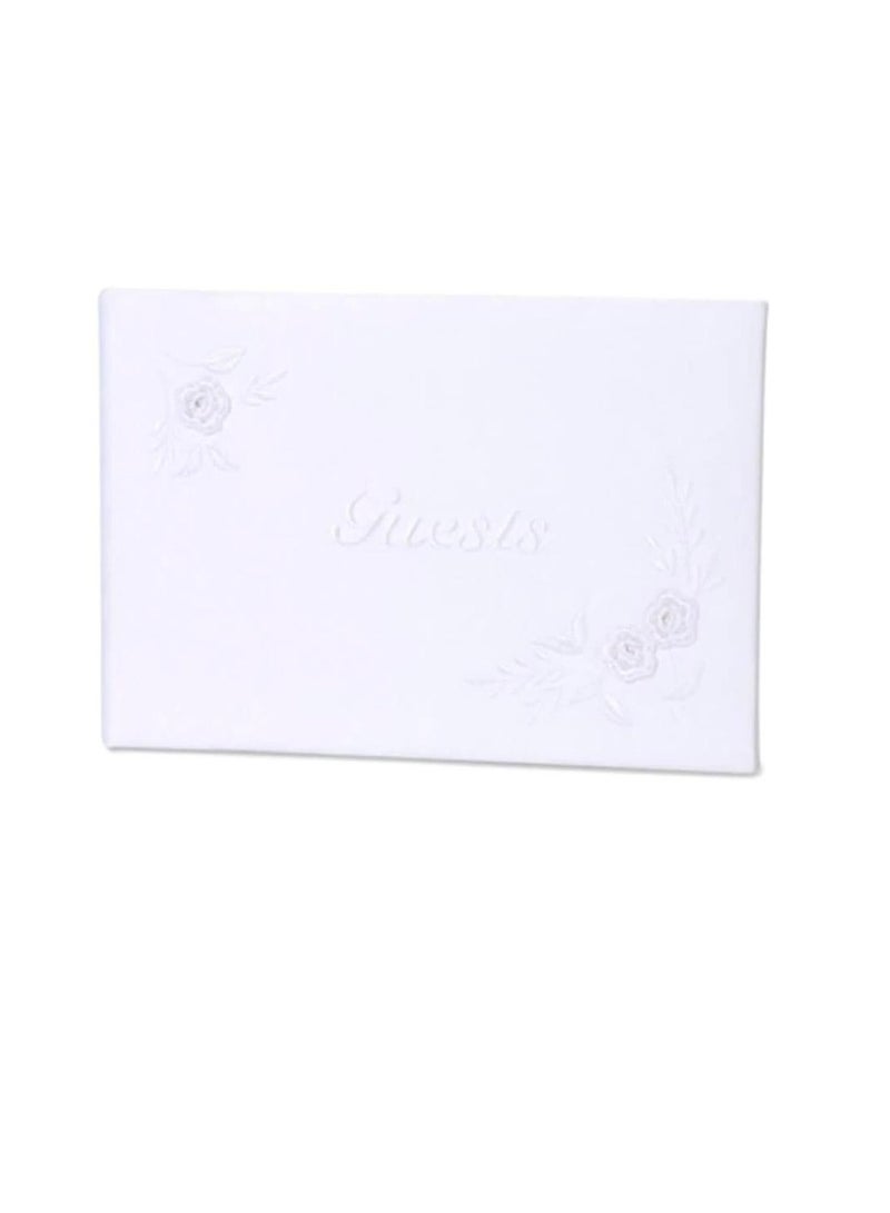 Guest Book Embroidered White