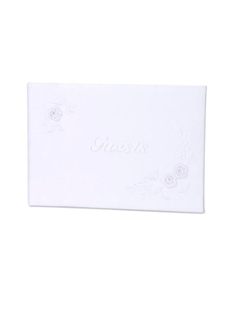 Guest Book Embroidered White