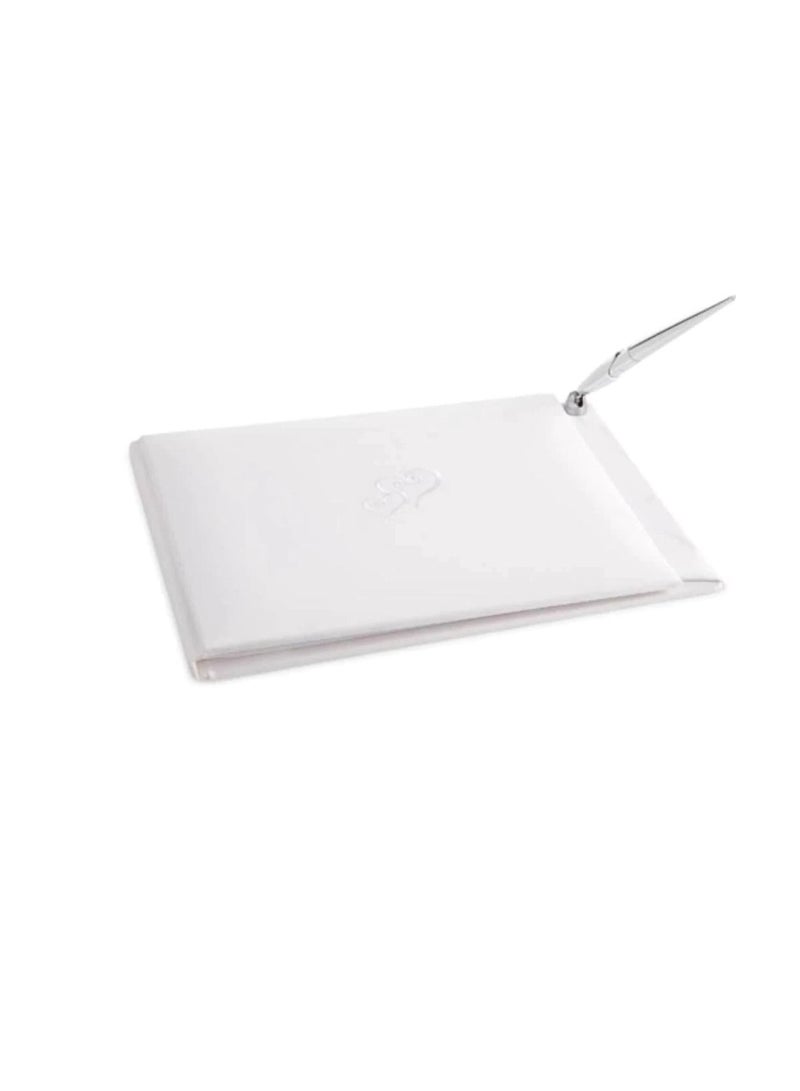 Guest Book Set White with Rhinestone Row