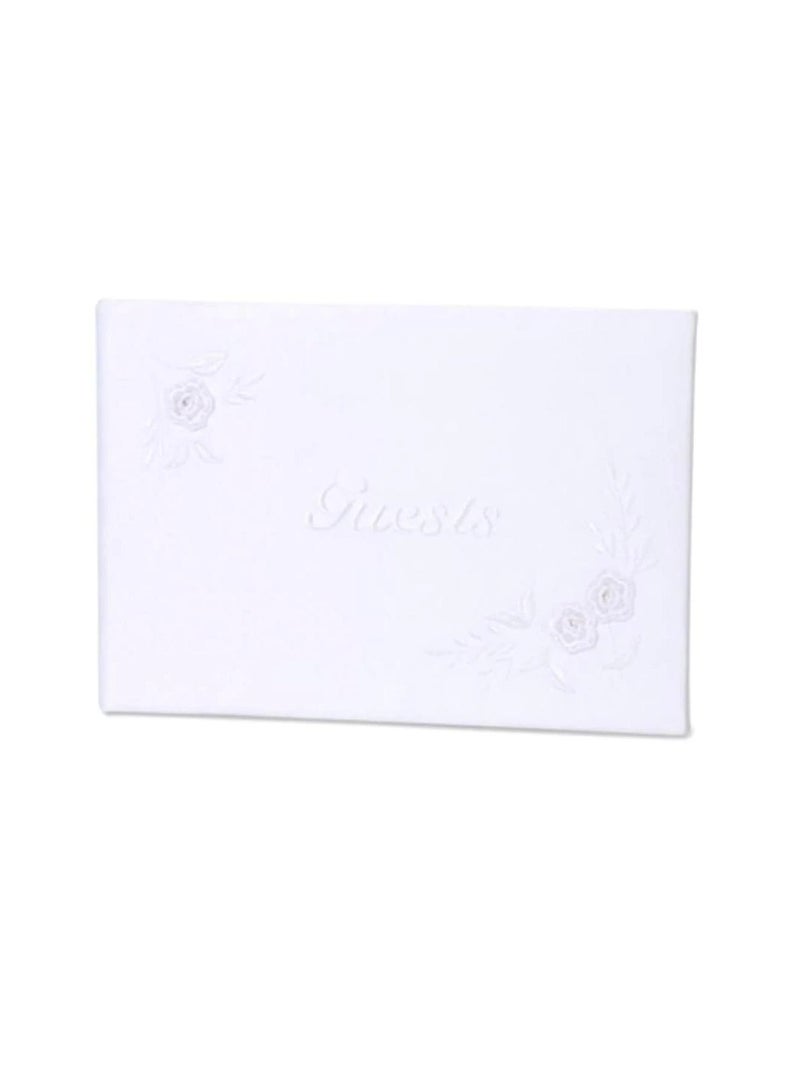 Guest Book Embroidered White