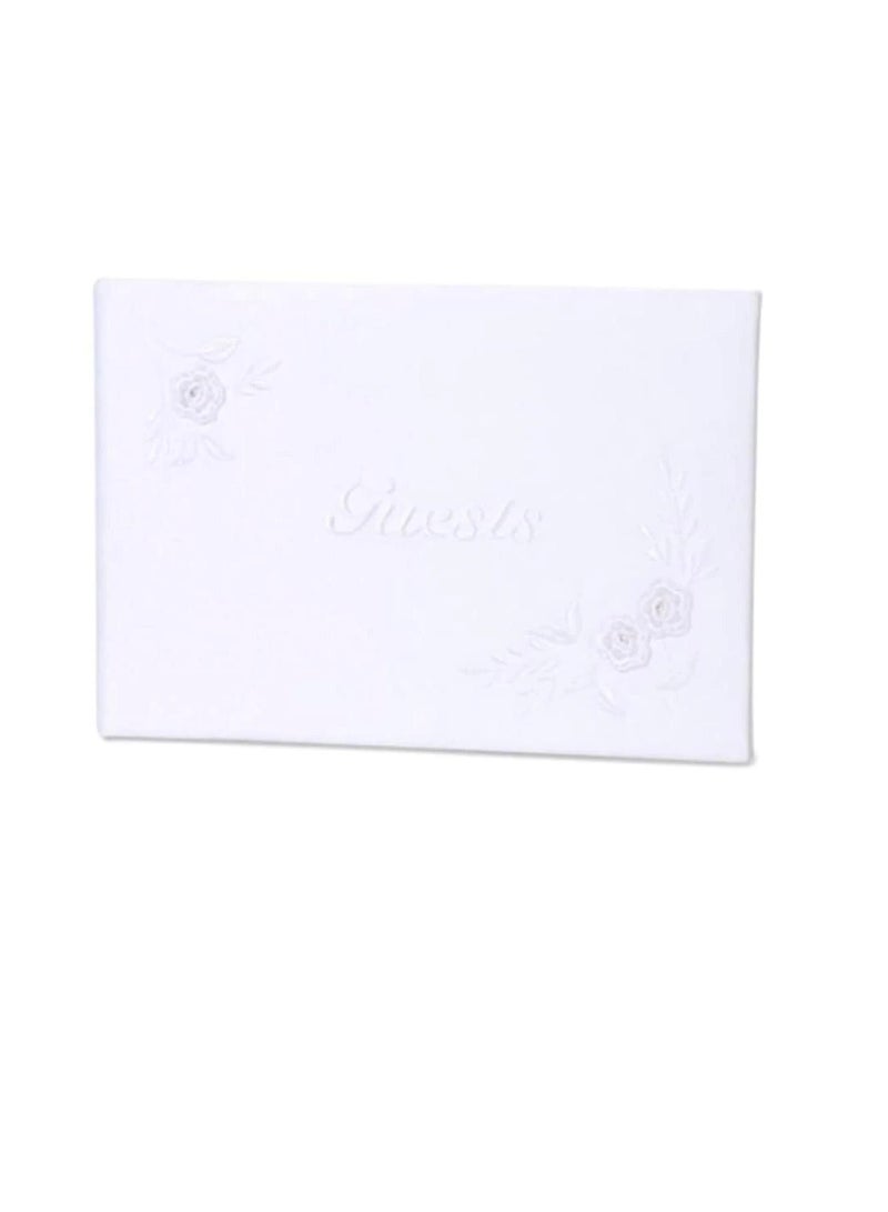 Guest Book Embroidered White