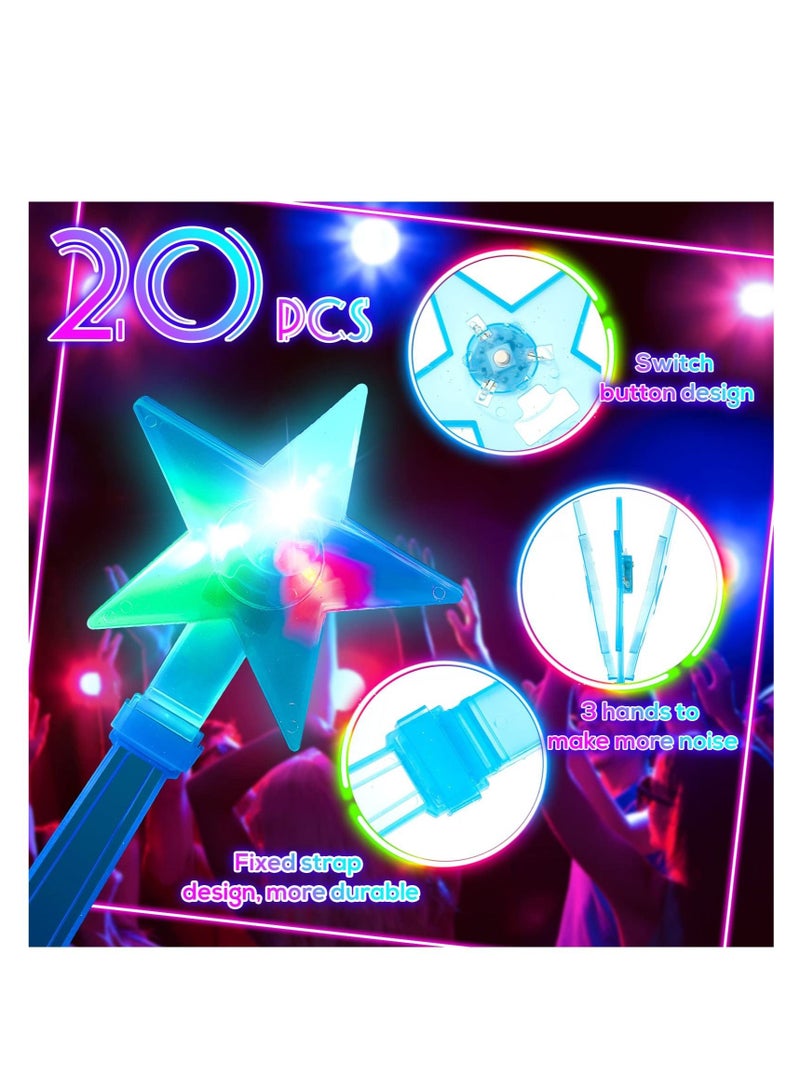 LED Star Hand Clapper, 20 Pcs 10.6 Inch Light up Shape Clappers Noise Makers, Suitable for Sporting Events, Birthday, Carnival, Concerts, Game, Graduation(Random Color)
