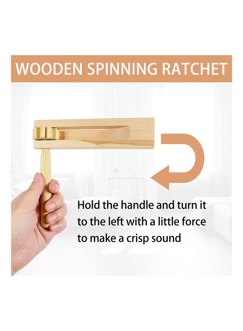 KASTWAVE 4 Pcs Wooden Ratchet Noise Maker Traditional Mexican Rattle Instrument Toy for Birthday Present, Party Favor, Sports Events