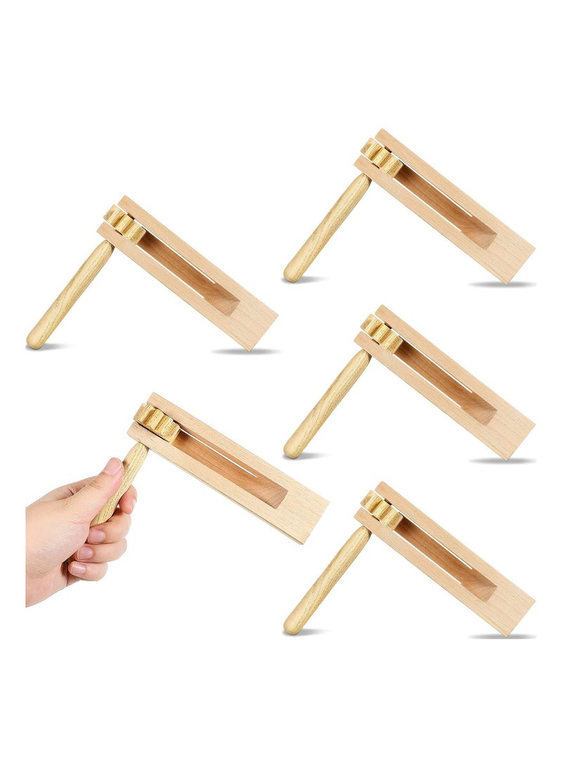 KASTWAVE 4 Pcs Wooden Ratchet Noise Maker Traditional Mexican Rattle Instrument Toy for Birthday Present, Party Favor, Sports Events