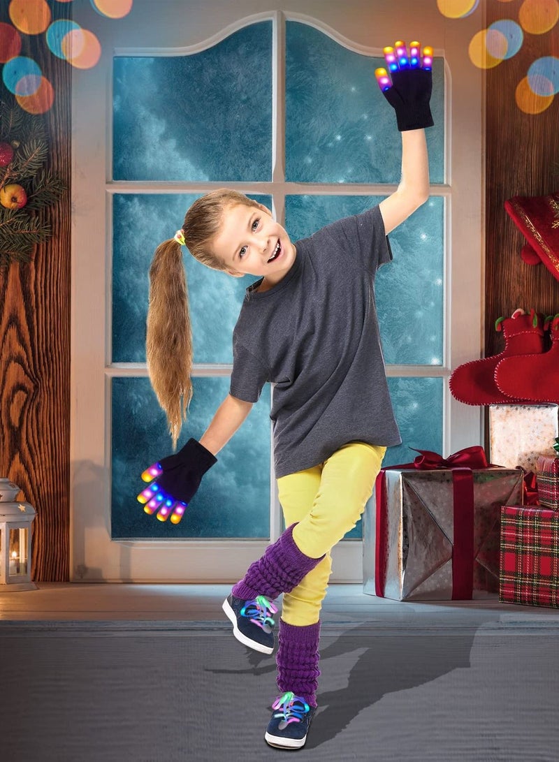 Led Gloves Shoelaces Set 2 in 1 Finger Flashing with 6 Modes Light Up Toys LED for Kids Cool Indoor Play Outdoor