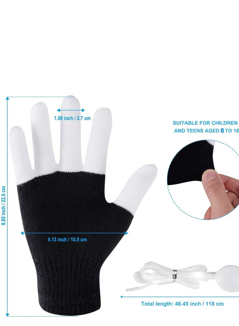 Led Gloves Shoelaces Set 2 in 1 Finger Flashing with 6 Modes Light Up Toys LED for Kids Cool Indoor Play Outdoor