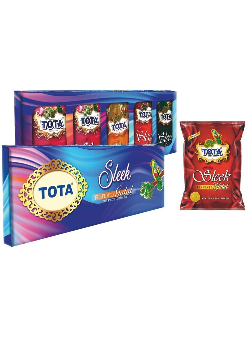 Tota perfumed premium Gulal 100 g x 5 packs, total 500-gram different colours