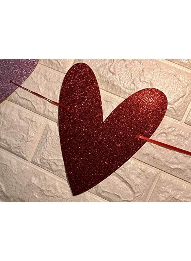 Red Glitter Be Mine Banner And Red Pink Valentines Heart Banner Valentine'S Day Banner Be Mine Valentines Day Decor For Happy Valentines Day Decorations Valentines Heart Decor