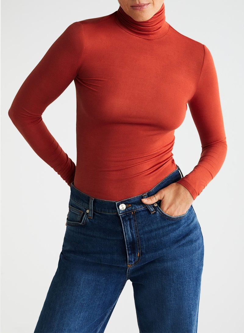 Turtleneck T-Shirt Orange