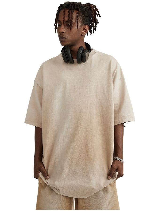 Unisex Vintage Casual Loose Shoulder Oversize Short Sleeve Baggy Crew Neck T-shirt
