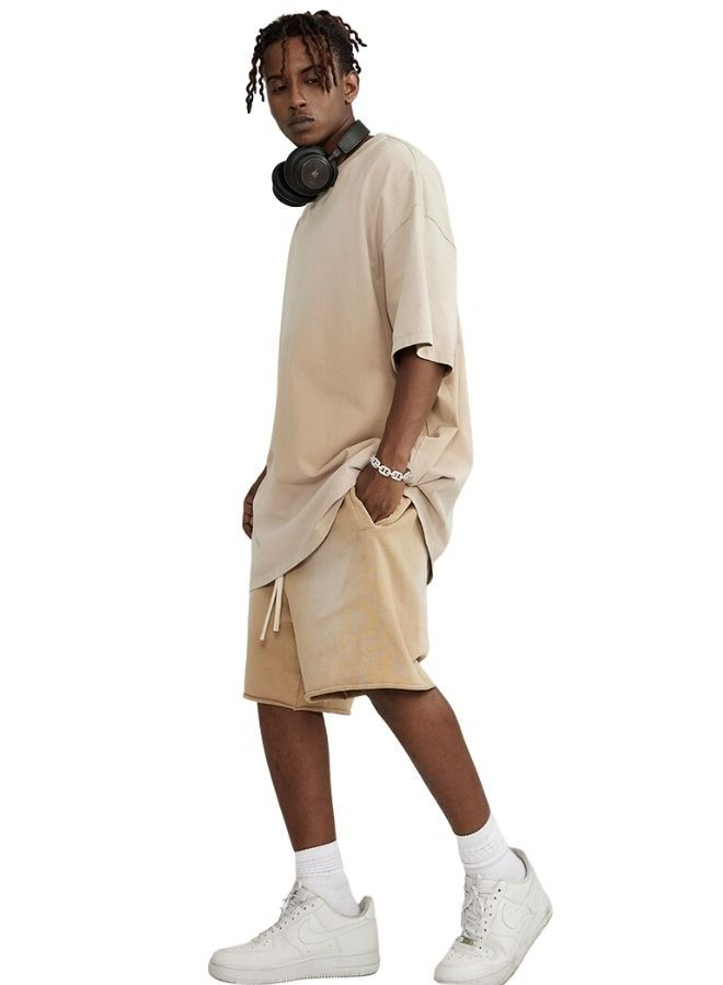 Unisex Vintage Casual Loose Shoulder Oversize Short Sleeve Baggy Crew Neck T-shirt