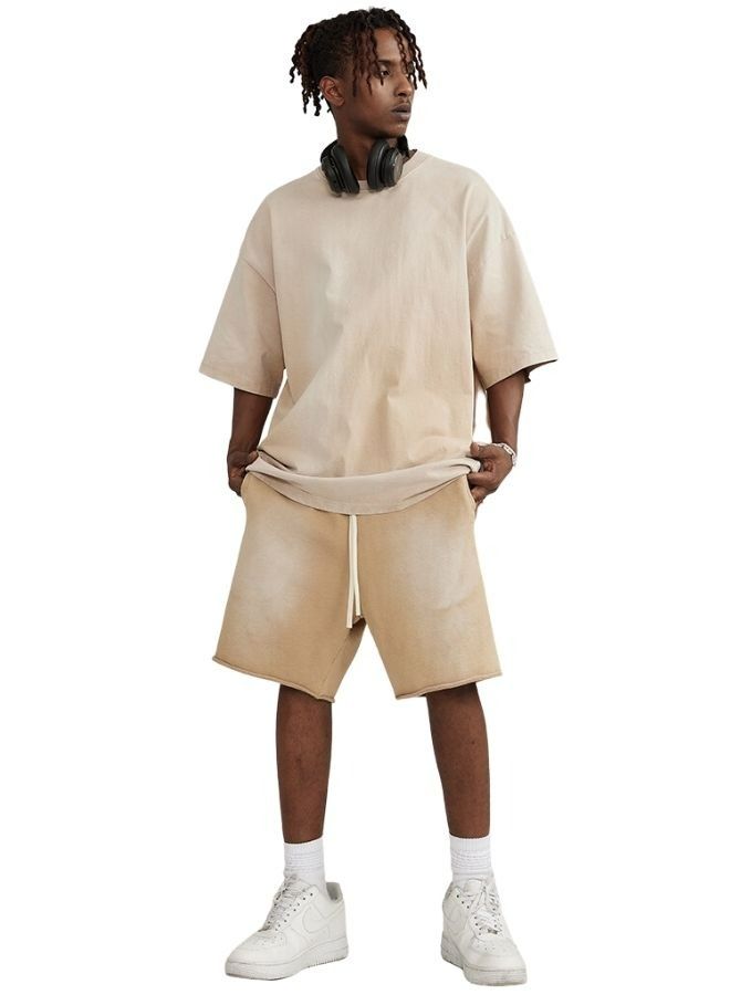 Unisex Vintage Casual Loose Shoulder Oversize Short Sleeve Baggy Crew Neck T-shirt