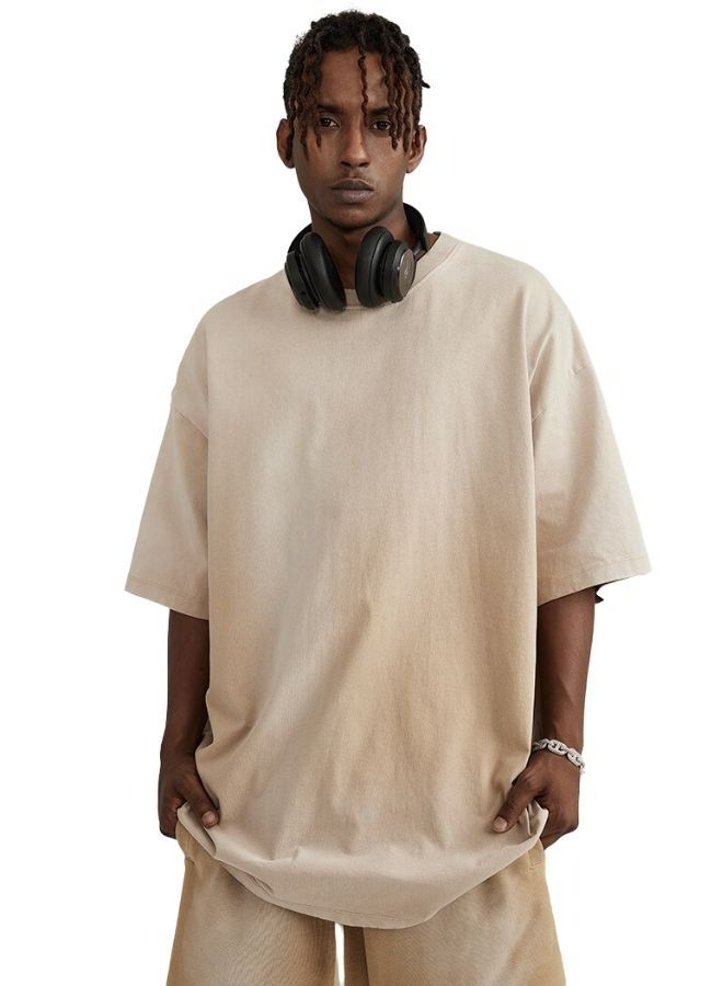 Unisex Vintage Casual Loose Shoulder Oversize Short Sleeve Baggy Crew Neck T-shirt