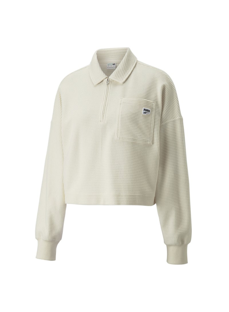 DOWNTOWN Womens Oversized Long Sleeve Polo Shirt