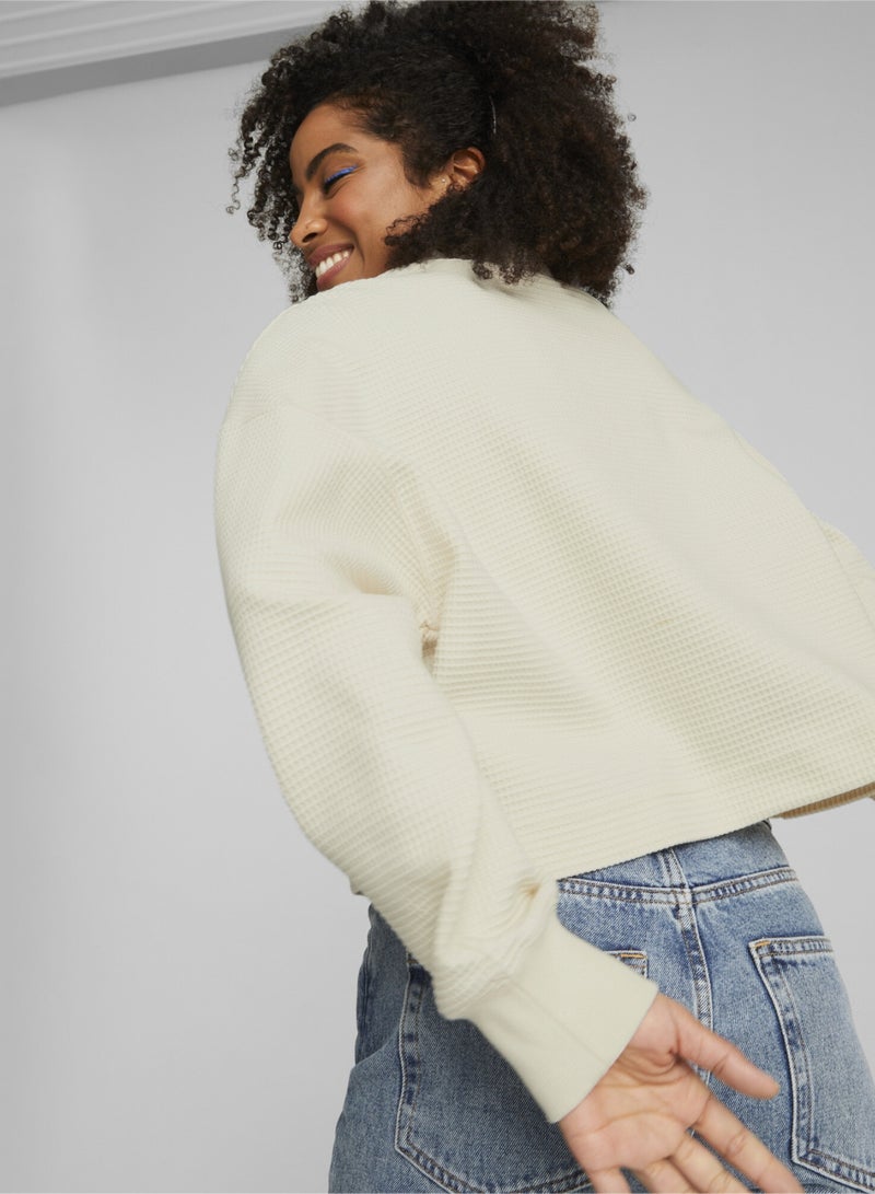 DOWNTOWN Womens Oversized Long Sleeve Polo Shirt