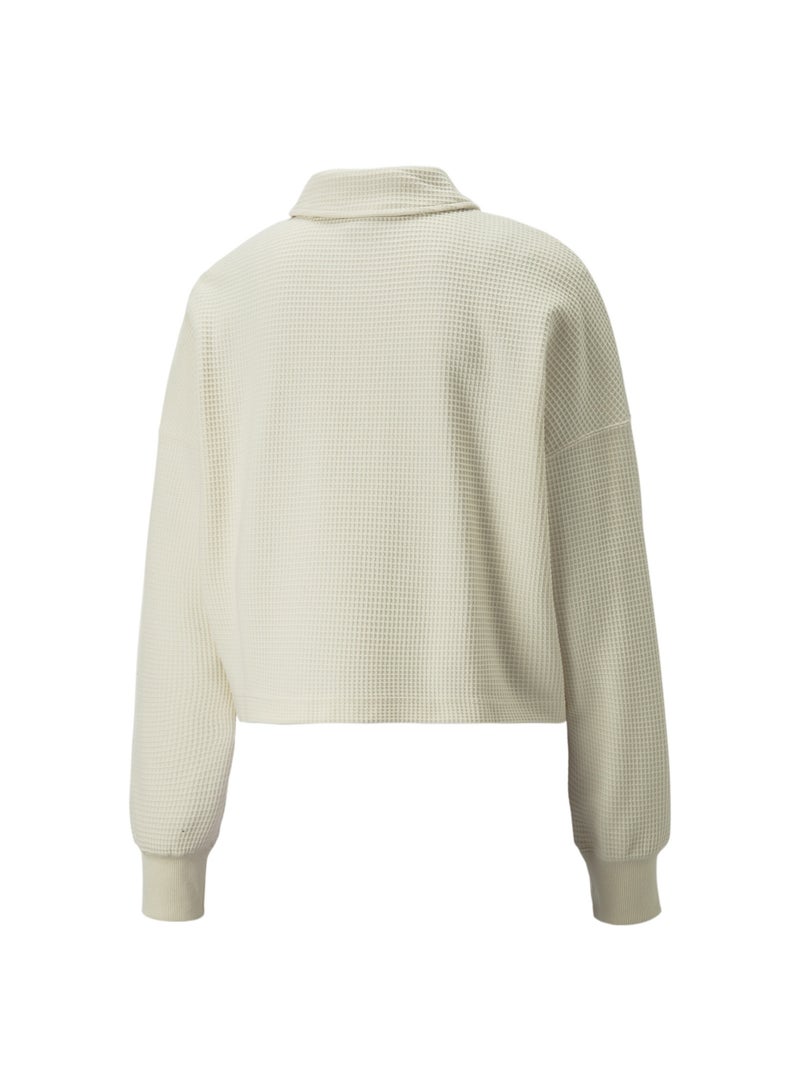 DOWNTOWN Womens Oversized Long Sleeve Polo Shirt