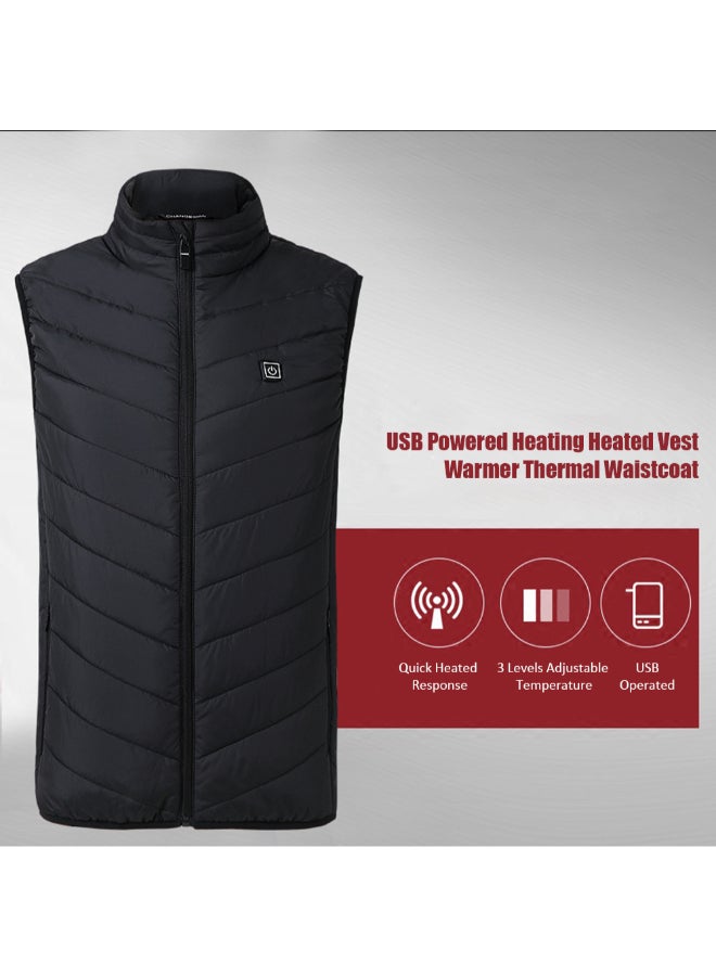 USB Powered Heating Heated Vest Black