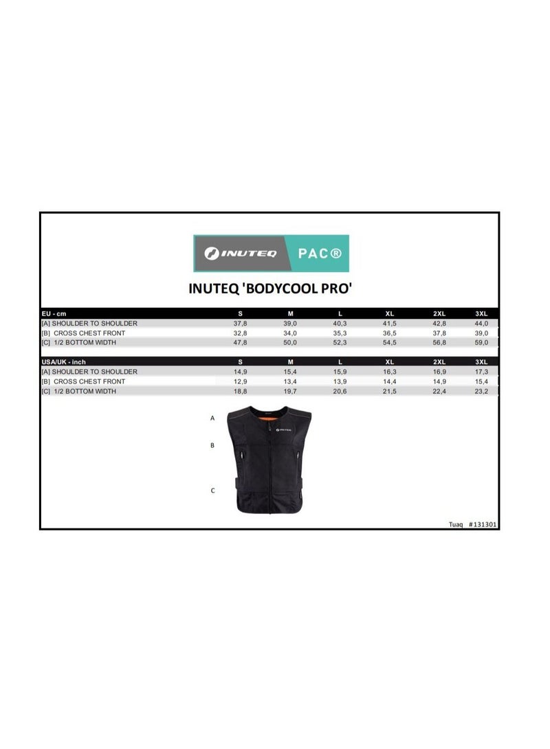 Inuteq Pac Bodycool Pro Pcm Cooling Vest (Vest Only),X-Large,Black