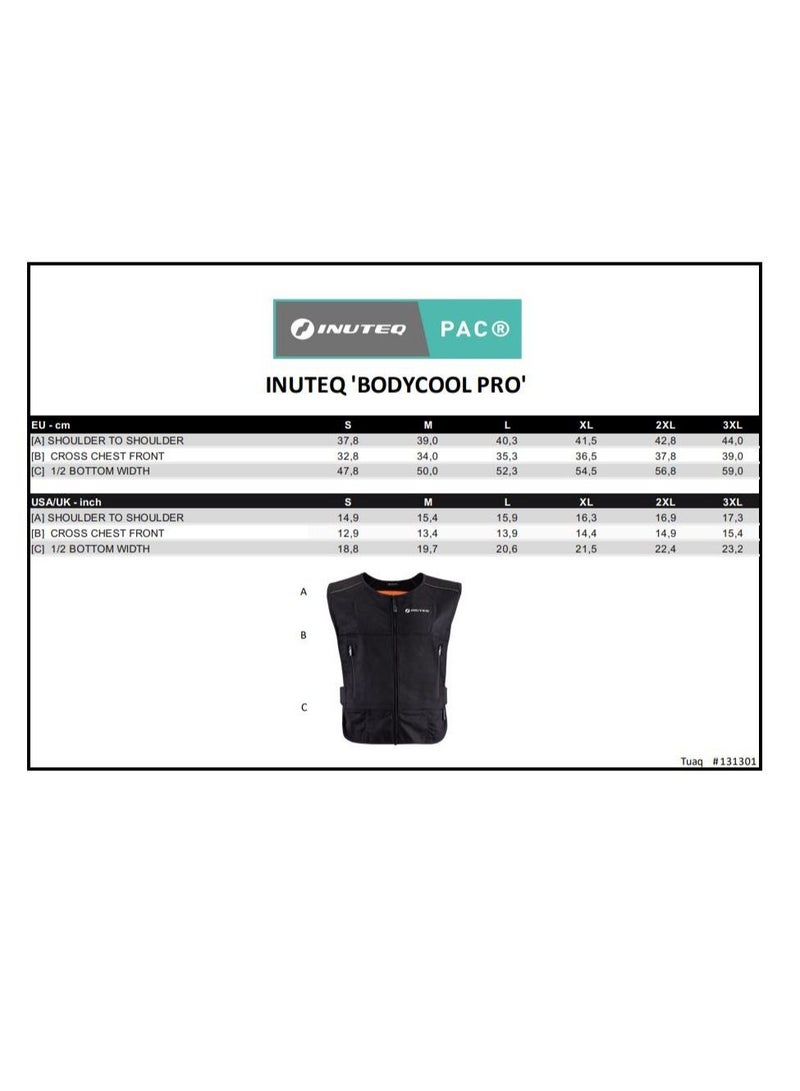 Inuteq Pac Bodycool Pro Pcm Cooling Vest (Vest Only) Large Black