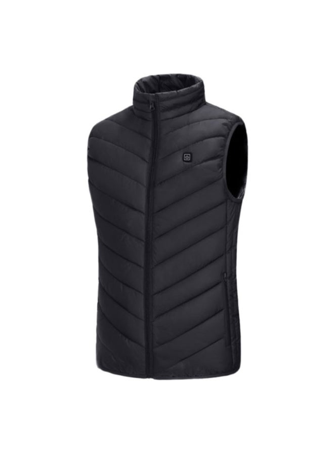 Collar Zipper Design Heating Vest Black