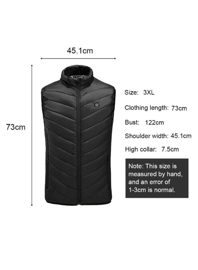 Collar Zipper Design Heating Vest Black