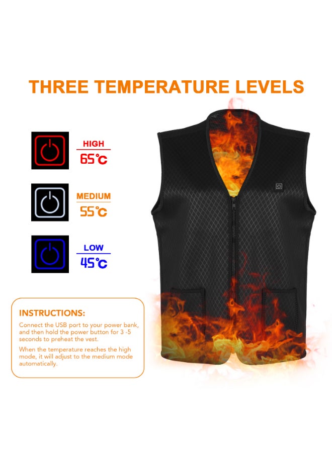 Washable USB Electric Heating Vest Black