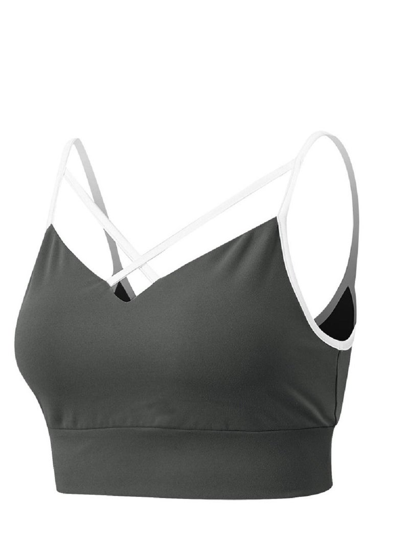 New  nylon shock gathering running bra yoga vest