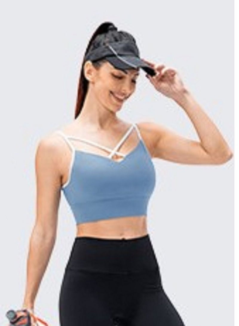 New  nylon shock gathering running bra yoga vest