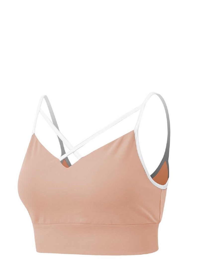 New  nylon shock gathering running bra yoga vest