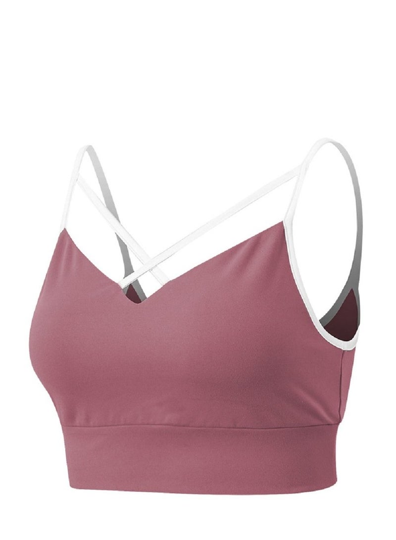 New  nylon shock gathering running bra yoga vest