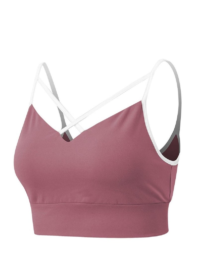 New  nylon shock gathering running bra yoga vest