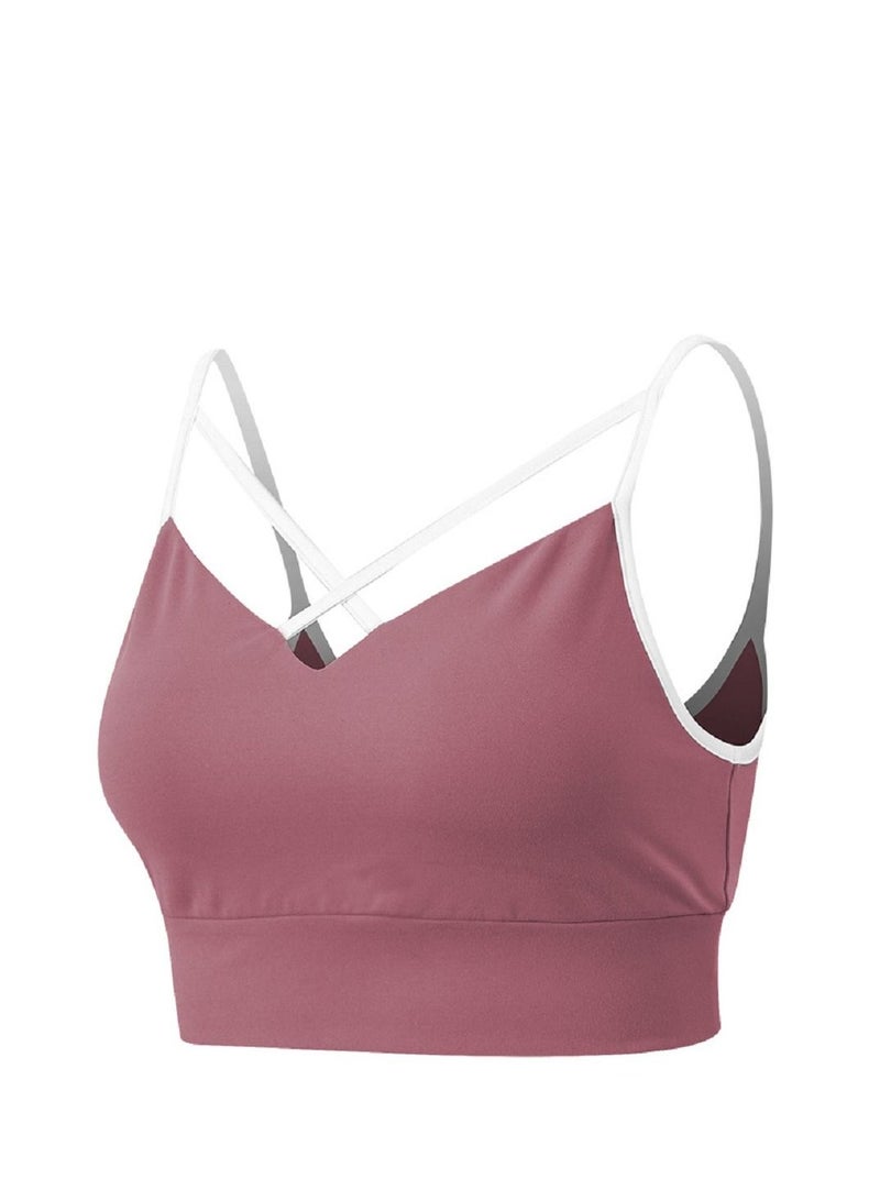 New  nylon shock gathering running bra yoga vest