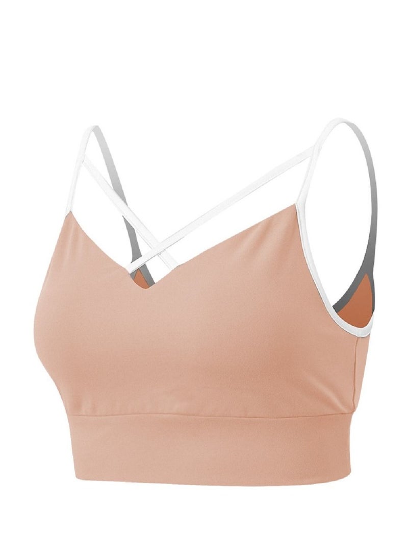 New  nylon shock gathering running bra yoga vest