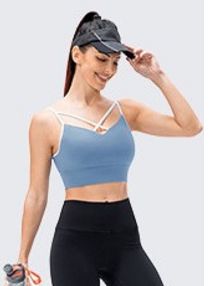 New  nylon shock gathering running bra yoga vest