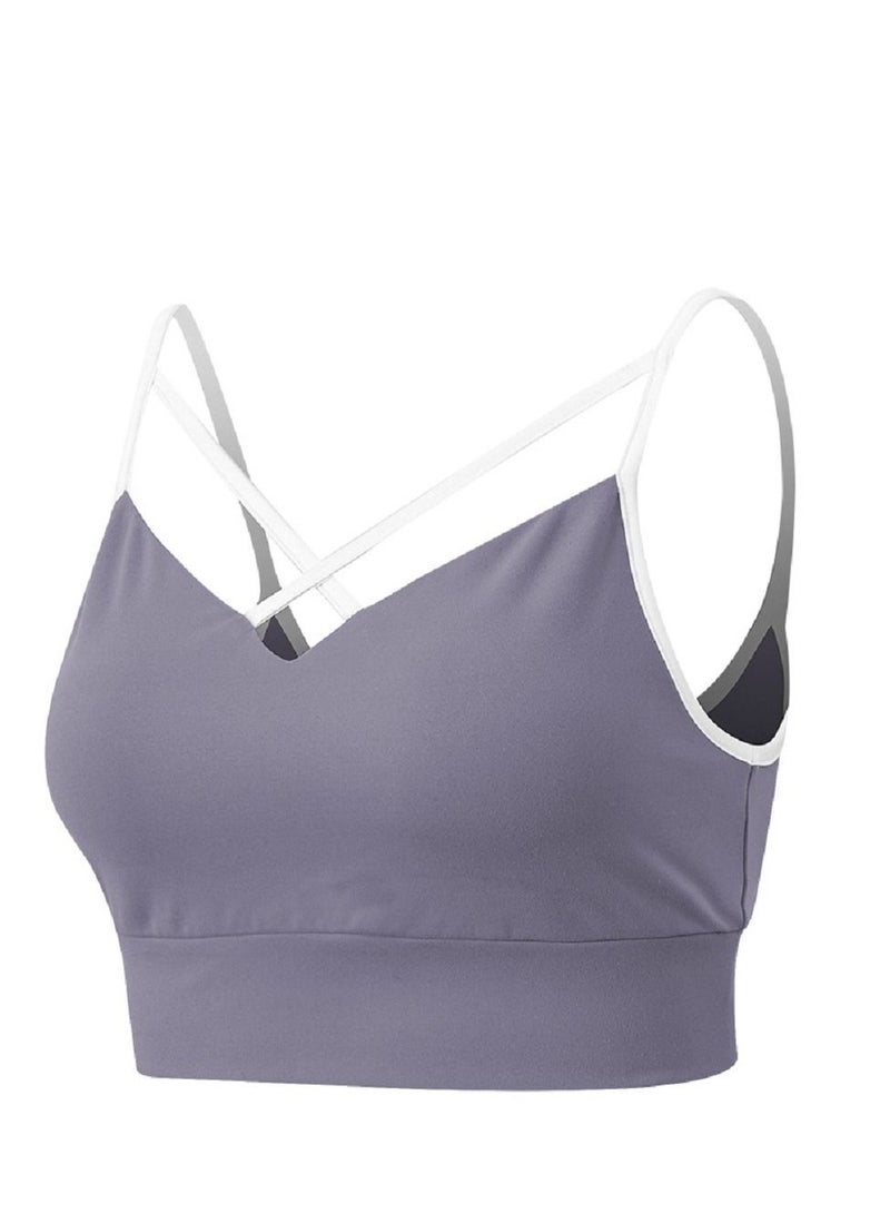 New  nylon shock gathering running bra yoga vest