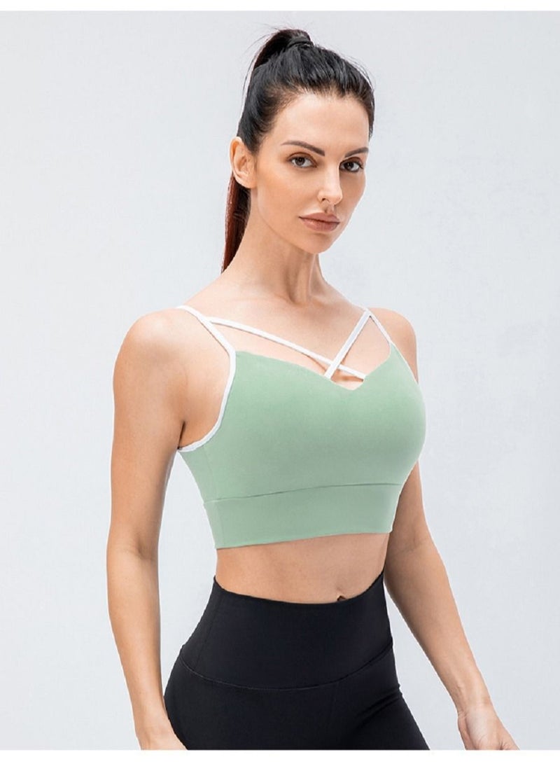 New  nylon shock gathering running bra yoga vest